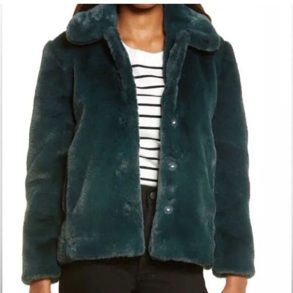 MADEWELL GREEN FAUX‎ FUR JACKET SIZE XXS - Picture 1 of 7
